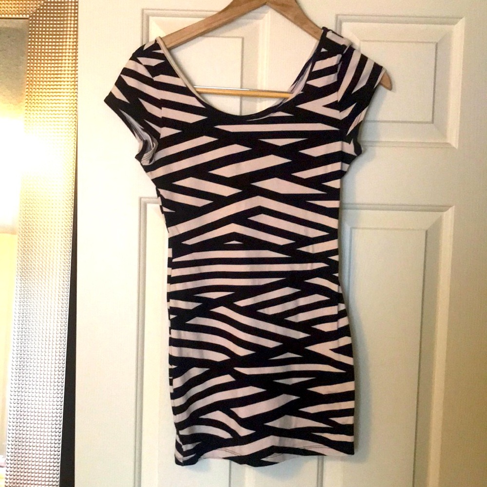 Black and nude bodycon dress